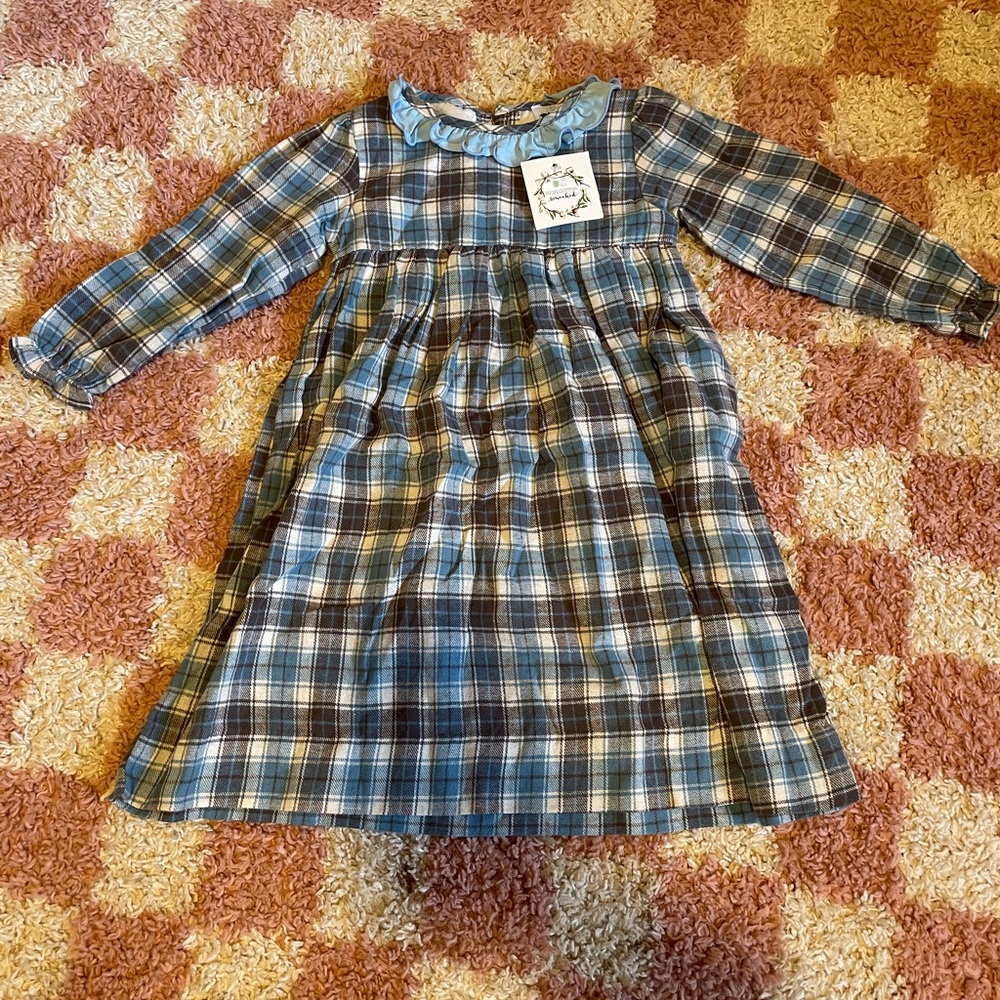 NWT magnolia steel Blue Plaid Dress